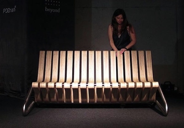 Space saving coffee bench by BEYOND standards outdoor furniture
