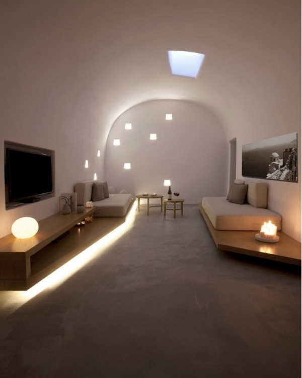 Villa Anemolia mplusm minimalist interior living room sofa beds light wood