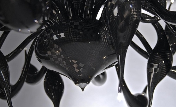 artistic carbon fiber black chandelier design lu murano technolugy