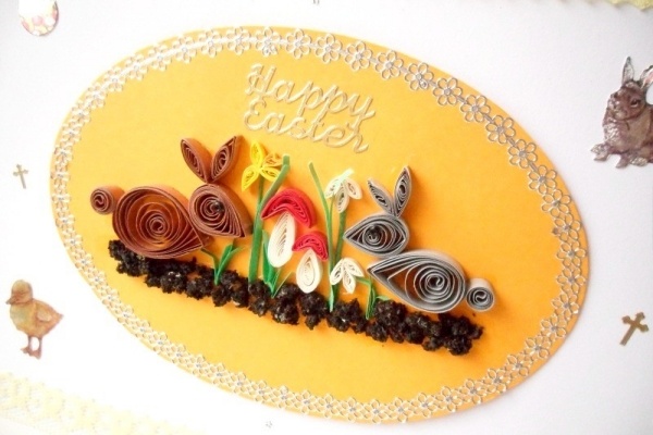 awesome quilled card flowers little bunnies