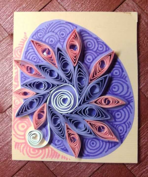 beautiful quilled egg purple pink white paper