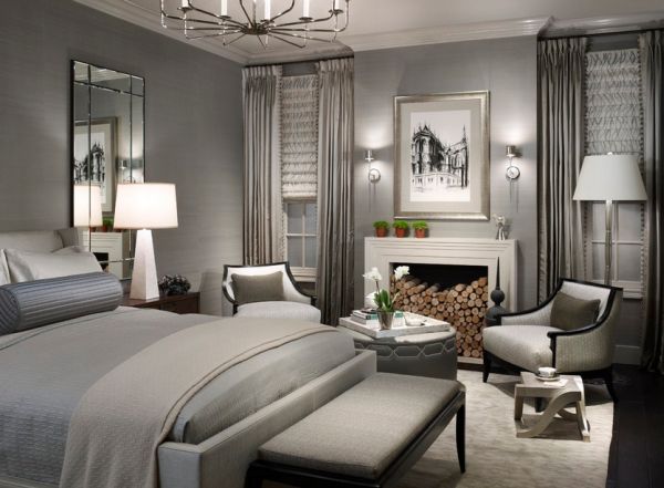 combination of grey for stylish bedroom interior