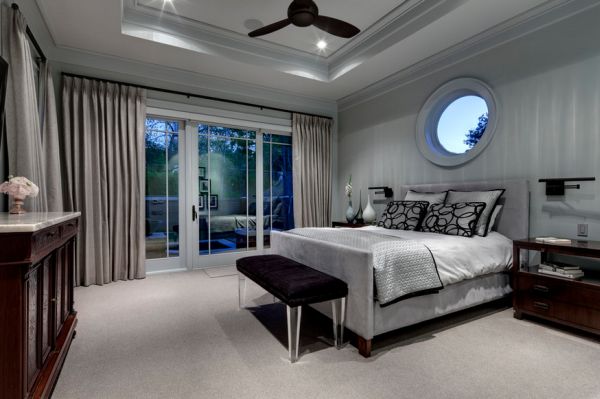 contemporary bedroom in delicate shades of silver and gray