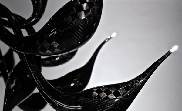 creative design ideas interior lighting carbon fiber black chandelier lu murano