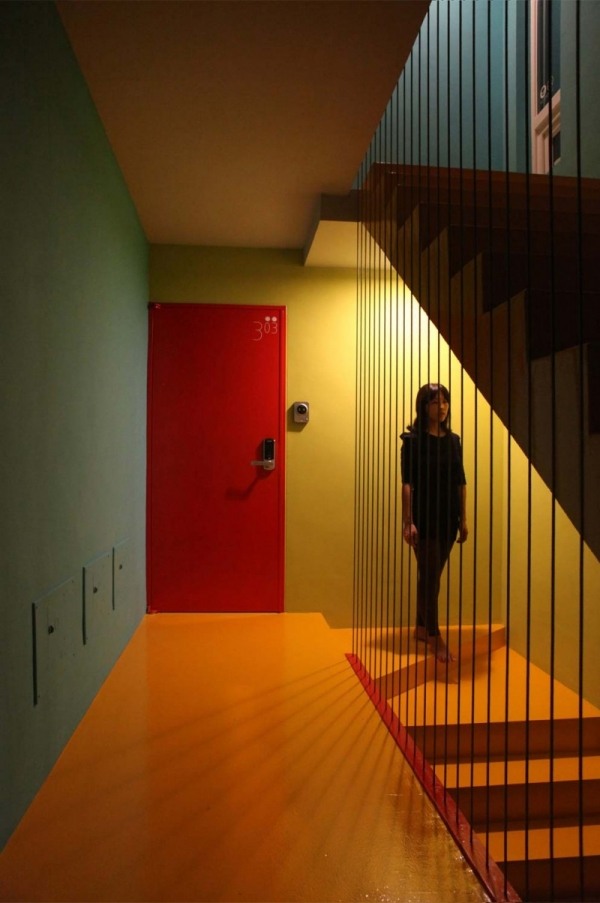 creative interior design bright vivid colors for the corridors
