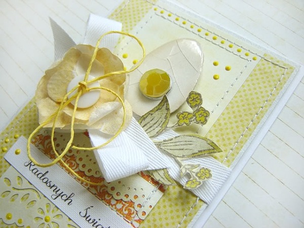 elegant handmade cards ideas white and yellow flowers 