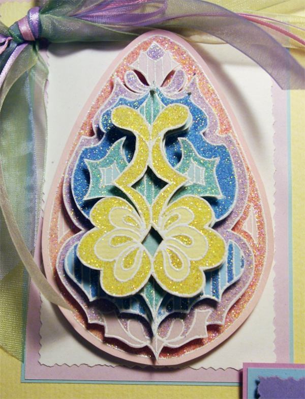 excuisite beautiful easter card colorful egg and ribbons