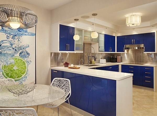 fashion color trends for 2014 deep blue modern kitchen