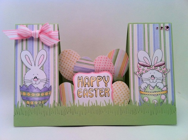 happy easter greeting cards ideas with cute bunnies and eggs