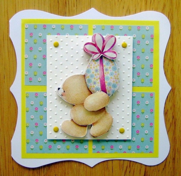 joiful easter card bear and egg crafts ideas