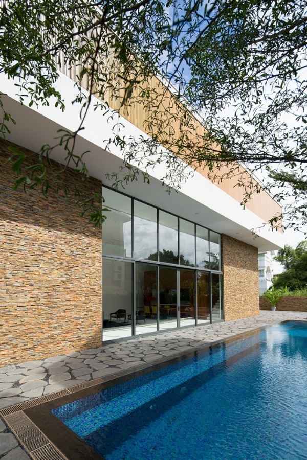 minimalist design house fuschia villa the swimming pool