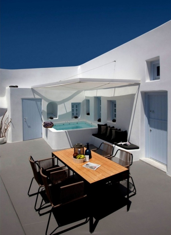 renovated holiday villa Anemolia Greece mplusm the courtyard dining table