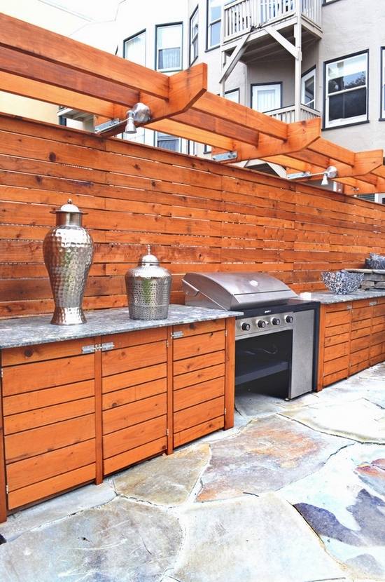 Contemporary patio privacy ideas modern outdoor kitchen
