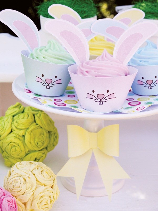 DIY easter party decoration bunny cupcakes
