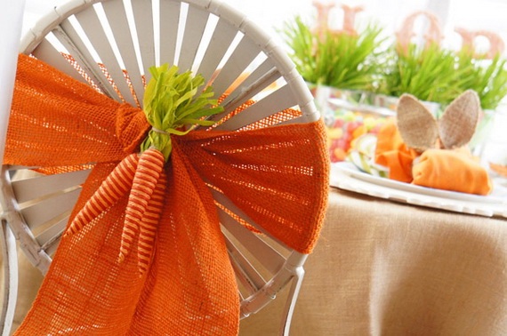 DIY easter table decoration ideas chair decor orange carrots