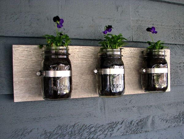 DIY flower pots jam glass jars Mason ideas
