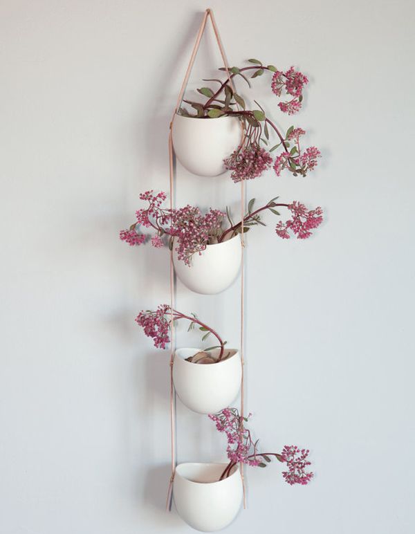 DIY white ceramic pots leather strings home decor