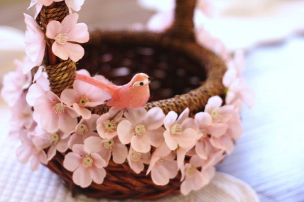 DIY pink blossoms glue small bird 2