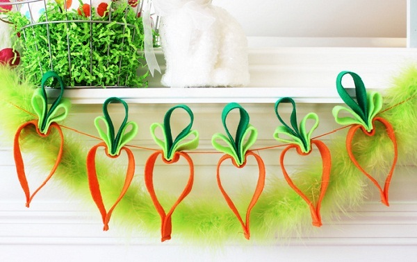 DYI decoration ideasr activity for kids felt carrot garland