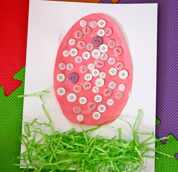 crafts for kids pink colored egg greeting card with buttons