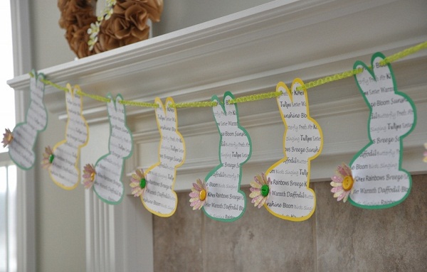 Bunny banner mantel decoration