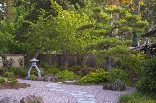 Japanese garden design idea rocks sand path