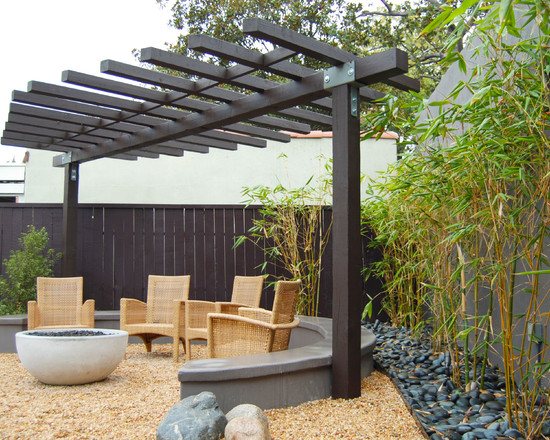 asian patio design idea bamboo trees