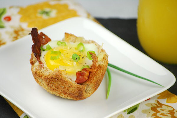 bacon cheese and egg toast cups party menu ideas