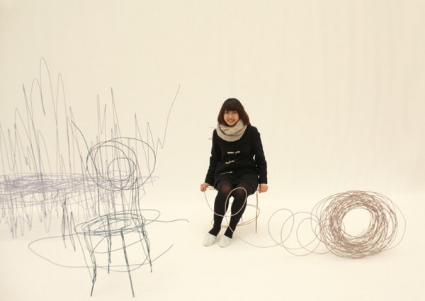 bent wire modern furniture ideas japanese designer Diago Fukawa
