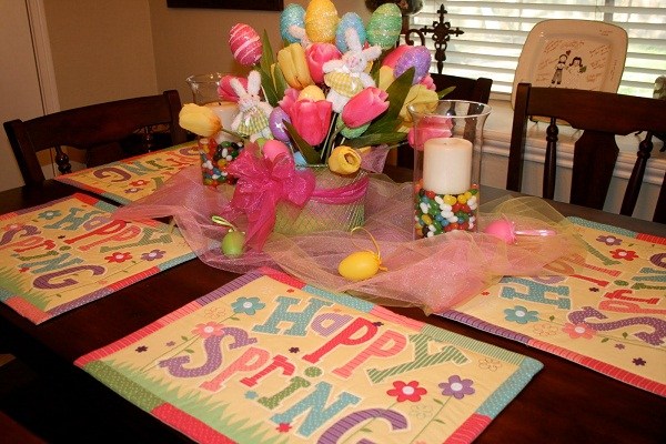 colourful easter table centerpieces cheerful holiday decor dining room
