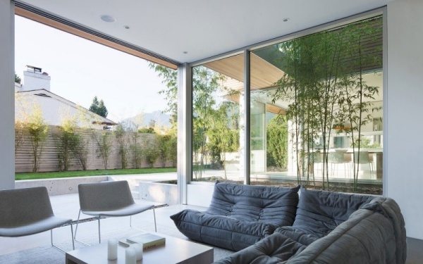 contemporary home design outdoor area patio furniture glass sliding doors
