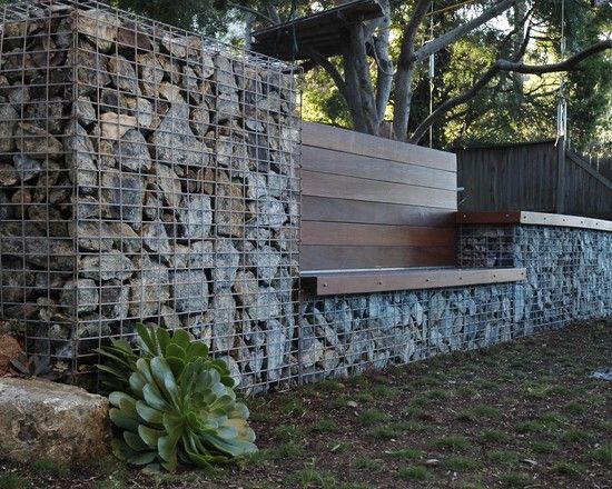 creative landscape ideas built in bench industrial themed design
