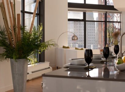 decorative-bamboo-poles-kitchen-living-room-modern-apartment-floor-to-ceiling-windows