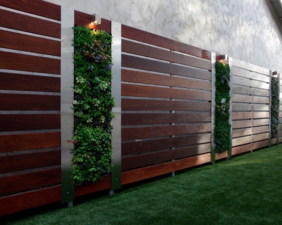 privacy wood steel elements vertical wall