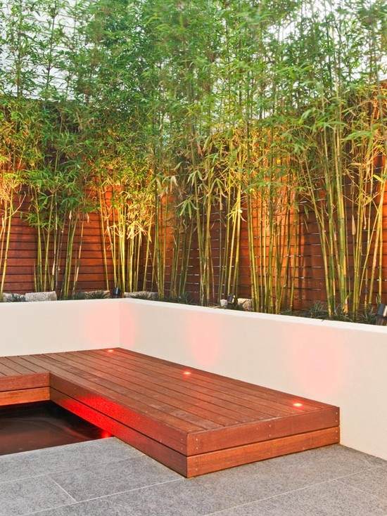 garden landscape lighting bamboo wooden bench