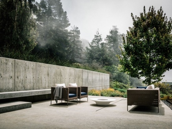 garden wall concrete terrace outdoor furniture