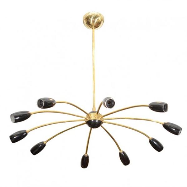 gold and black mid century chandelier design