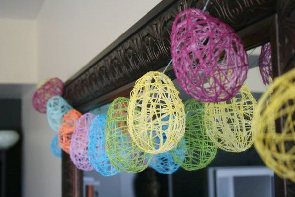 homemade easter garlands colorful strings easy craft ideas