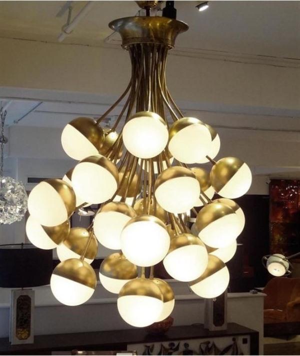 impressive mid century chandelier glass bubbles cluster