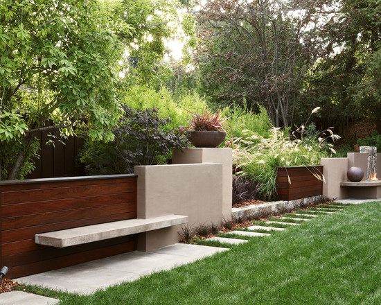 marvelous contemporary style benches retaining walls