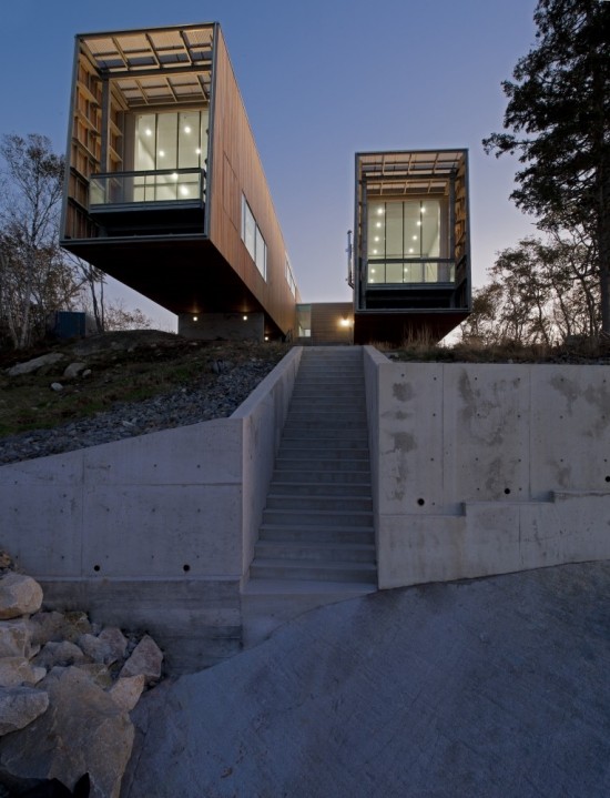 minimalist house concrete walls stairs