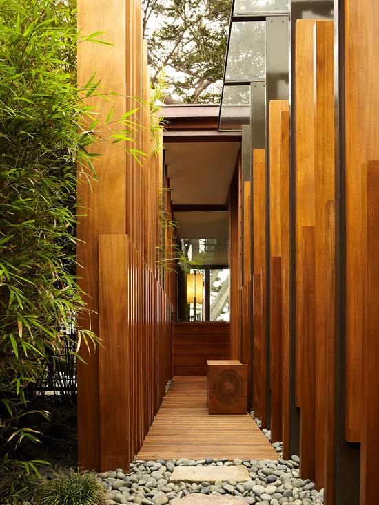 modern exterior design ideas entry wood bamboo trees
