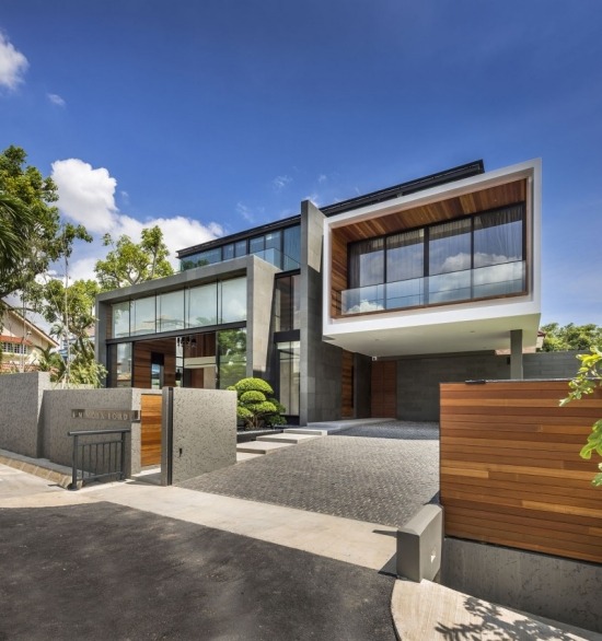 modern house exterior design ideas wood concrete garage