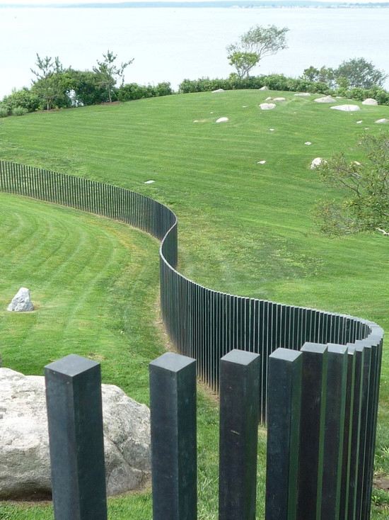 modern landscape fence ideas wave shape