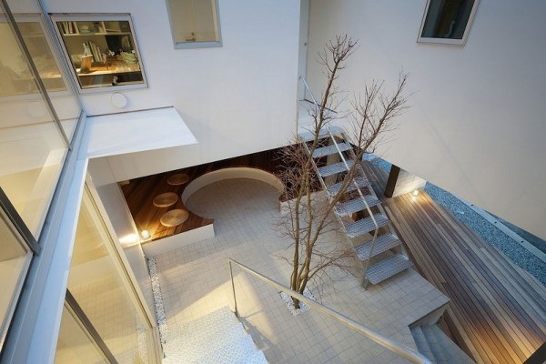 modern patio design external staircases wooden deck area