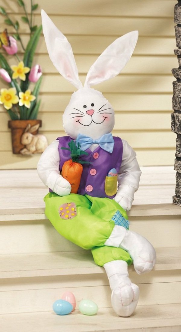  funny outdoor easter decor house entrance stairs inflatable rabbit 