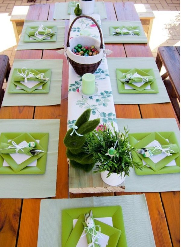 garden table setting easter party ideas tender green white