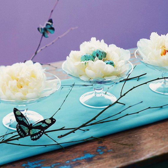 stylish Easter egg bowl table decor flowers branches