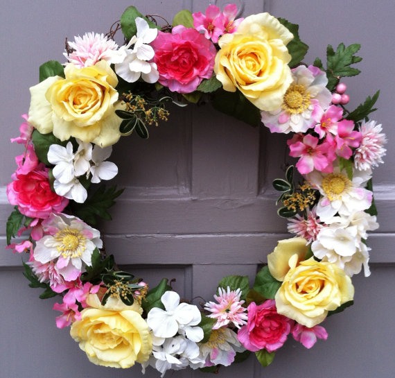 stylish easter decoration front door floral wreath