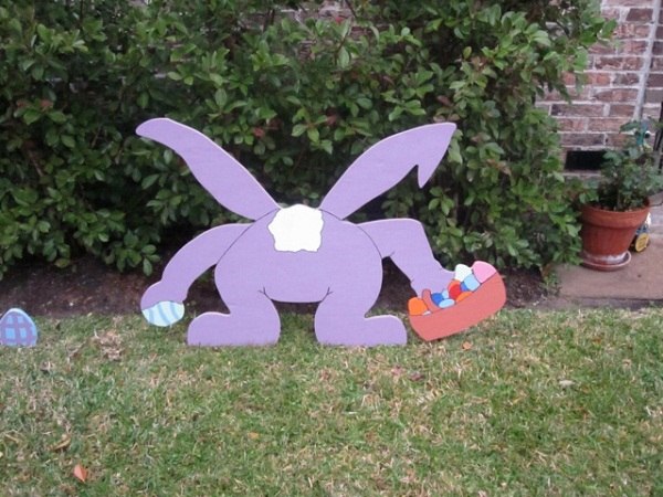 sweet cardboard bunny Easter Eggs hunt kids garden decoration